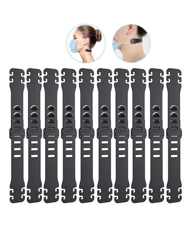 Adovs Anti-Slip Mask Ear Extension Hook Adjustable Buckle for Hanging Ear Pain Relief Black