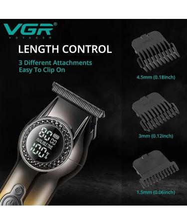 VGR Beard Hair Trimmer Men Rechargeable USB-C Electric - Professional 8000 RPM - LED Light - 2 Speeds - Ceramic Blades - 200 Min Battery - Cordless Clippers Grooming Kit - Face Edge Detailer Stubble - Buy Online on GoSupps.com