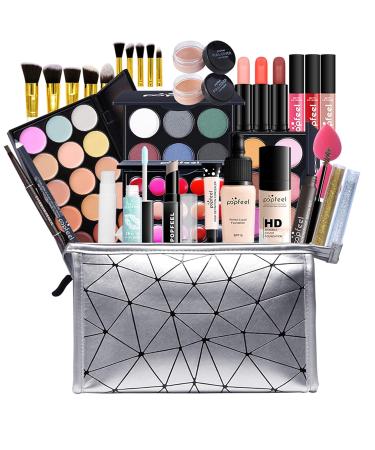 Professional Make-Up Set | Mknzome 35-Piece Starter Kit with Travel Bag | Portable Cosmetics Eyeshadow & Lip Gloss | Perfect Christmas Gift - Buy Online on GoSupps.com