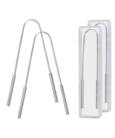 Buy Tongue Cleaner - 100% Stainless Steel Tongue Scraper for Bad Breath Hygiene & Oral Care - Pack of 2 with Travel Case - Buy Online on GoSupps.com