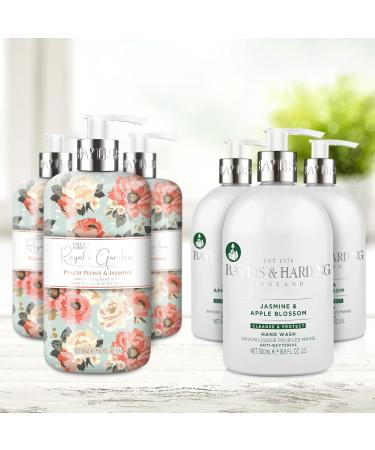 Baylis & Harding Hand Wash Bundle - 6 x 500ml Royale Garden Peach Peony & Jasmine + 3 x 500ml Anti-Bacterial Jasmine & Apple Blossom (9 Bottles) - Vegan Friendly - Buy Online on GoSupps.com