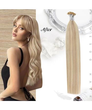 Moresoo Real Hair U-Tip Extensions - Ash Blonde Pre-Bonded 1g 55cm | 50g #18P/613 Hair Extensions for International Shipping - Buy Online on GoSupps.com