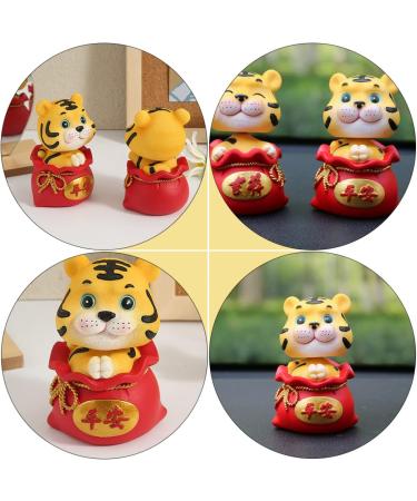ORFOFE Kids Playset 1pc Year of The Tiger Bobble Head Ornament Red Lucky Bag Office Purse Resin Children Toys Red 6X6X9.5CM - Buy Online on GoSupps.com