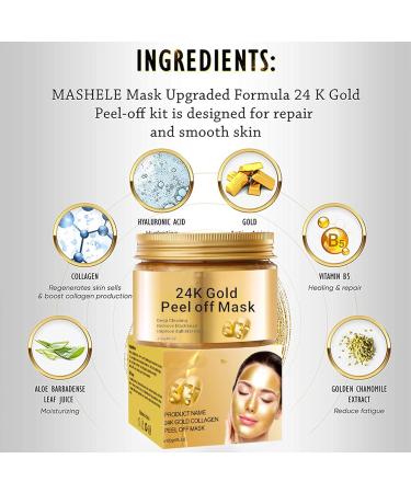Haoutdory 24K Gold peeloff mask antiaging facial mask with collagen and hyaluronic acid skin firming moisturizing pore cleansing and blackhead removal for all skin types 120 ml - Buy Online on GoSupps.com