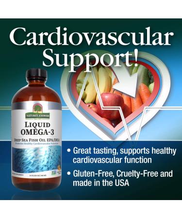 Nature's Answer Liquid Omega-3 | EPADHA Fish Oil Supplement | 16oz Cardiovascular Support - Gluten-Free & Preservative-Free - Buy Online on GoSupps.com