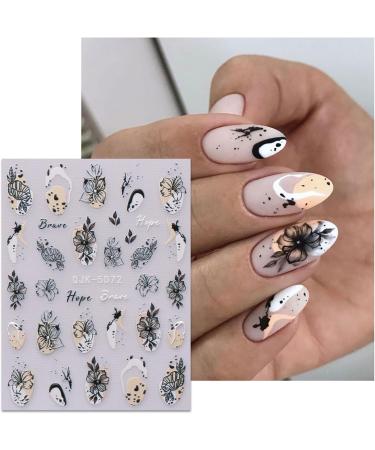 JMEOWIO 6 Sheets 3D Embossed Spring Flower Nail Art Stickers Decals Self-Adhesive 5D Colorful Summer Floral Nail Supplies Nail Art Design Decoration Accessories - Buy Online on GoSupps.com