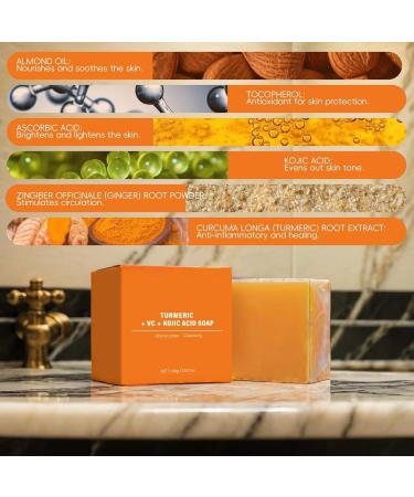 Turmeric Scrub Kojic Acid Skin Lightening Soap for Dark Spots Brightening Inside Thighs Bikini Area Natural Facial Exfoliation - Buy Online on GoSupps.com