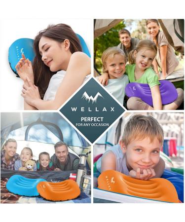 WellaX Ultralight Camping Pillow - Compact & Inflatable for Travel, Backpacking & Camping - Comfortable Blue Pillow - Buy Online on GoSupps.com