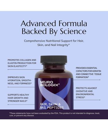 Neurobiologix Hair Skin & Nail Peptides Biotin & Collagen Peptide Supplement for Hair Skin Nail Support Amino Acid & Peptide Complex for Daily Beauty Wellness Gluten Free Vegetarian 90 Capsules - Buy Online on GoSupps.com