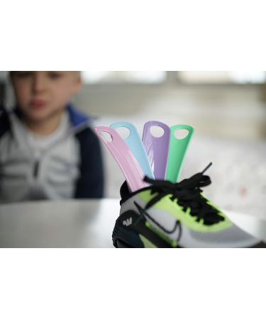 Kids Shoe Horn Set - 4 Pack in Purple, Green, Blue, and Pink | Easy and Fun Shoe Putting | Perfect Size for Children | Great Gift Idea - Buy Online on GoSupps.com