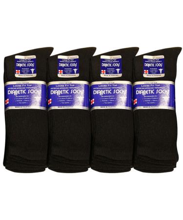 Falari Physicians Approved Diabetic Socks Crew Unisex 3 6 or 12-Pack 10-13 12 Pairs Black