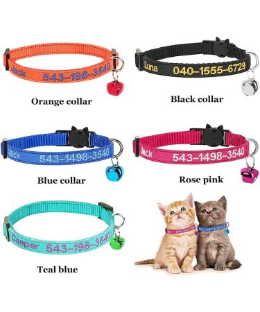 Personalized Cat Neck Bands with Bell - Custom Safety Buckle & Embroidered ID Name (Blue) | International Shipping Available - Buy Online on GoSupps.com