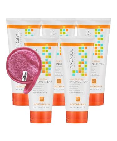 Styling Hair Cream 6.8 Fl Oz - Argan Oil & Shea Lightweight Hydrator With Aloe Vera Moisture Rich Bundle Makeup Cleansing Cloth Hair Cream - Pack Of 5