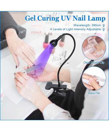 AORAEM 3-in-1 Nail Lamp Kit | LED Nail Dryer with Portable Gooseneck | Quick Dry Flash Curing Light for Gel Nails | Includes Clear Nail Tips, Clip, and File | Poly Nail Extension Tools | Arts - BB-Black - Buy Online on GoSupps.com