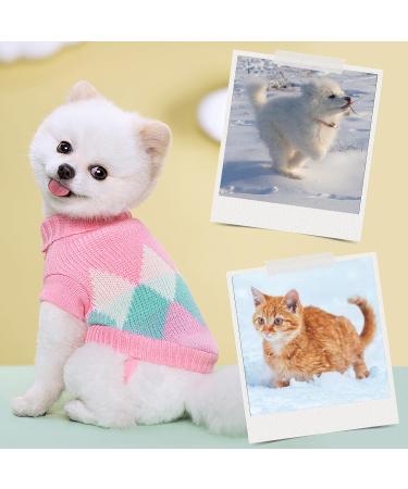 Lynine Pink Knitted Dog Sweater Warm & Soft Striped Winter Sweater for Small Dogs & Cats (L) - Buy Online on GoSupps.com