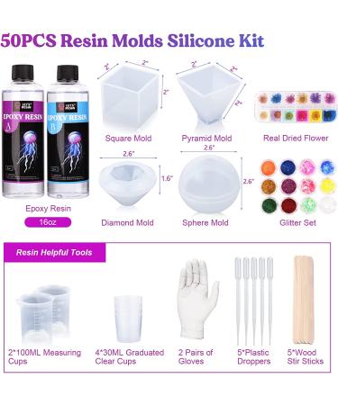 LET'S Resin Complete Resin Kit with Silicone Molds - 16oz Bundle for Beginner Casting - Sphere & Pyramid Molds Included - Buy Online on GoSupps.com