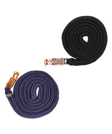 Marengos - Leading knitting with panic hooks Modern Ros 200 cm |Keeping line made of 100% polyester |Completely braided horse knit |Connection trick with rose gold fittings |in black