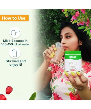 OZiva Plant Based Biotin Powder 10000Mcg+ With Amla For Men & Women Better Hair Growth Hairfall Control & Healthier Skin Certified Clean & Vegan 125 Gm - Buy Online on GoSupps.com