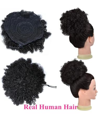 Hair Bun Hairpiece for Women Brazilian Updo Afro Puff Human Hair Bun Chignon Hairpiece Short Drawstring Ponytail Kinky Curly Clip in Non-Remy Hair Ponytail Extensions Hair Chignons(6inch) - Buy Online on GoSupps.com