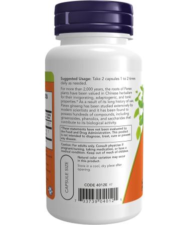 NOW Panax Ginseng Root 500mg 100 Veg Capsules - Adaptogenic Herb, Standard Packaging - Buy Online on GoSupps.com