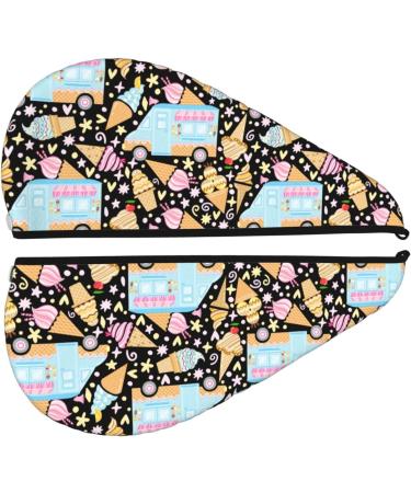 Buy Ice Cream Truck Microfiber Hair Towel - Soft Super Absorbent Coral Velvet Quick Dry Cap for Long Curly & Thick Hair - Buy Online on GoSupps.com