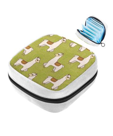 GIAPB Sanitary Napkin Storage Bag Period Bag Tampon Bag Makeup Bag Pad Pouch Cartoon Alpaca Animal Color2272