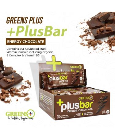 Greens Plus Plusbar Energy Chocolate - 12 Pack, 2 oz Bars | Healthy Snack - Buy Online on GoSupps.com