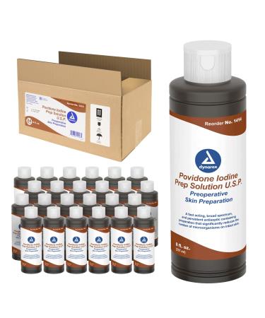 Dynarex Povidone-Iodine Prep Solution Antiseptic Solution for Skin and Mucosa Ideal for Surgical Site Preparation Contains Povidone Iodine 10% 1 Case of 24 8 fl. oz. Povidone-Iodine Bottles