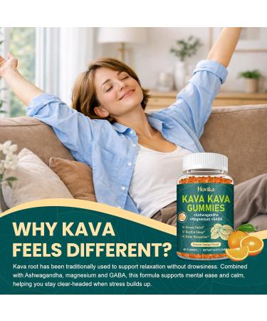 Hovika Kava Kava Gummies - Kava Root Extract with Ashwagandha, GABA & Magnesium for Calm Relaxation, Sleep & Stress Support - Sugar Free Orange, Vegan 60 Count - Buy Online on GoSupps.com