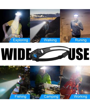 Hyted LED Rechargeable Headlamp - 2 Pack 230 Wide Angle Waterproof with Red Warning Light 6 Light Modes - Ideal for Jogging Fishing and Running - Buy Online on GoSupps.com