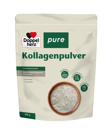 Double heart pure collagen powder - tasteless - slightly soluble - without preservatives and flavors - controlled raw material from pasture keeping - 500 g 500 g (1 Pack)