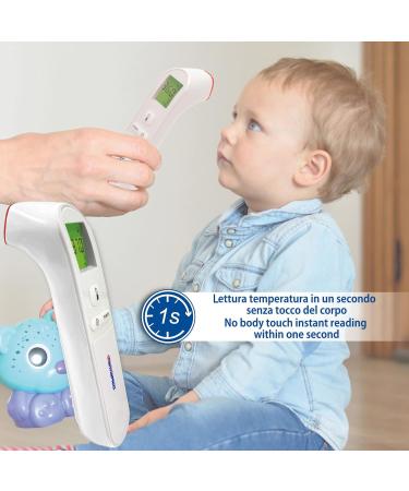 Farmamed Digital Infrared Forehead Thermometer - Non-Contact 3-Color Display Ideal for Newborns Kids & Adults - Fast & Accurate Temperature Measurement for Home & Environment - Buy Online on GoSupps.com