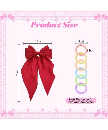 wimony 2 PCS Hair Bow for Women Girls Red Hair Bow Chiffon Hair Bow Ribbon Hair Clips Large Hair Bowknot Clips French Hair Clips Barrettes French Style Ribbon Bows for Wedding(Red and Pink) Pink and Red - Buy Online on GoSupps.com