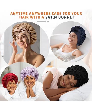 Shop Gugugo Dark Blue Silk Sleeping Hood | Adjustable Silk Bonnet & Satin Cap for Women - Buy Online on GoSupps.com