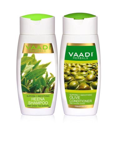 Vaadi Herbals Heena Shampoo & Olive Conditioner Set - Superbly Smoothing 110ml | Buy Internationally - Buy Online on GoSupps.com
