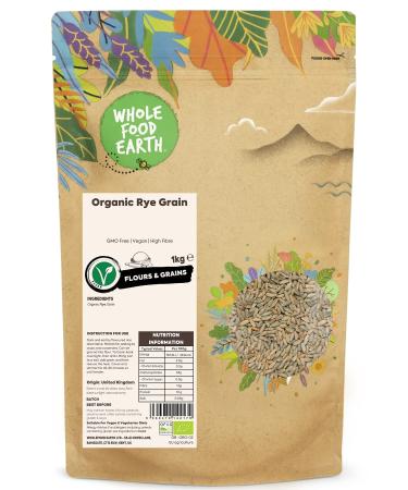 Wholefood Earth Organic Rye Grain 1kg | GMO Free | Vegan | High Fibre | Certified Organic - Buy Online on GoSupps.com