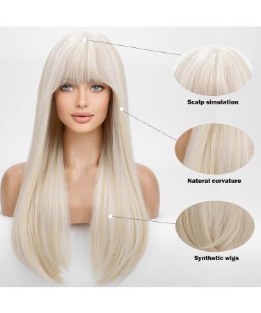 HAIRCUBE Natural White Highlights Straight Wig with Fringe for Women - Daily Wear - Buy Online on GoSupps.com