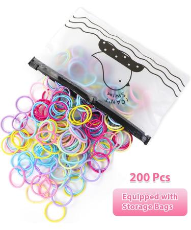 Qufiiry 200 Pcs Small Hair Bands - Multicolor Elastic Hairbands for Girls - Ponytail Holders for Children - Pack of 1 - Buy Online on GoSupps.com