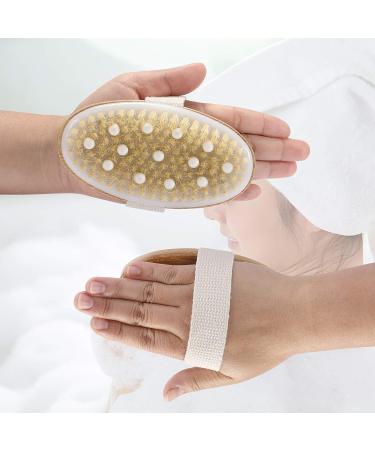 Natural Wild Boar Bristle Body Brush for Exfoliation and Soft Skin - Wood Handle Body Scrub Brush for Dry Brushing and Dead Skin Removal - Buy Online on GoSupps.com