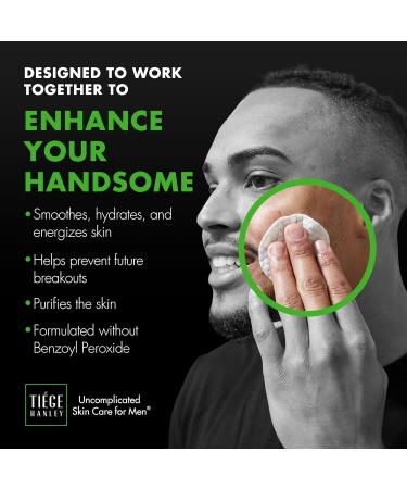 Tiege Hanley Acne Treatment for Men - Level 3 Facial System with Moisturizer Cream Face Wash Charcoal Mask & Glycolic Pads - All Skin Types - International Shipping Available - Buy Online on GoSupps.com