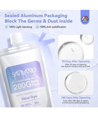 SAVILAND Clear Builder Nail Gel - 200G Refill Pack | Triple Efficacy Hard Gel for DIY & Professional Use | Sealed Aluminum Packaging for Home Salon - Buy Online on GoSupps.com