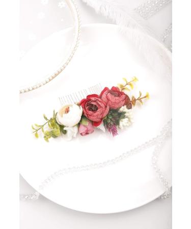 Kercisbeauty Handmade Boho Red Flower Hair Comb for Brides - Woodland Garden Wedding Hair Accessories for Women & Girls - Buy Online on GoSupps.com