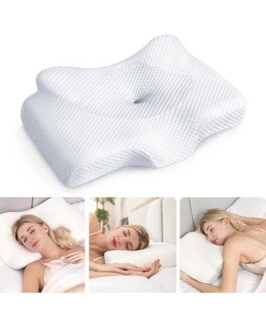 Osteo Cervical Pillow for Neck Pain Relief, Hollow Design Odorless Memory Foam Pillows with Cooling Case, Adjustable Orthopedic Bed Pillow for Sleeping, Contour Support for Side Back Stomach Sleepers Queen(25.5*16.5*5.2/4.