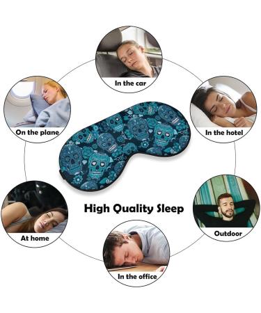 Teal Flower Skull Funny Sleep Mask - Adjustable Elastic Strap for Men and Women - Blackout Eye Shade for Sleeping, Travel, Nap - Cute Design - 1 Count - Buy Online on GoSupps.com