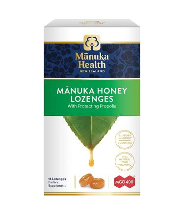 Manuka Health MGO 400+ Manuka Honey Lozenges with Propolis â€“ 15 Count - Buy Online on GoSupps.com