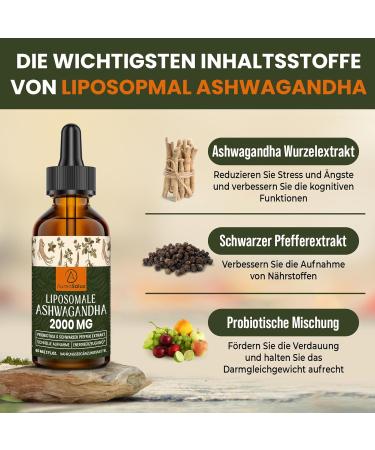 Aureasalus Liposomal Ashwagandha Drops 2000 mg - Pure Natural Extract with Probiotics & Black Pepper - 60 ml (Pack of 1) - Buy Online on GoSupps.com