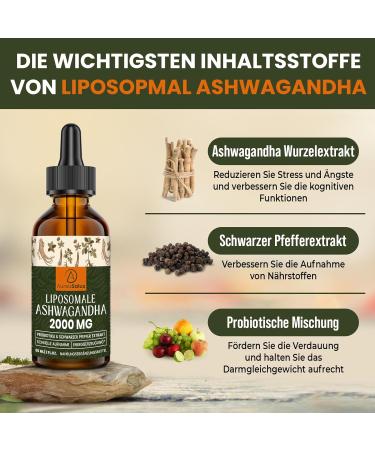Aureasalus Liposomal Ashwagandha Drops 2000mg - Pure Natural Extract with Probiotics & Black Pepper - Pack of 3 (60ml) - Buy Online on GoSupps.com