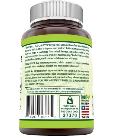 Herbal Secrets Joint Care Veggie Capsules - Supports Joint Health & Inflammation Response - 120 Count - Buy Online on GoSupps.com