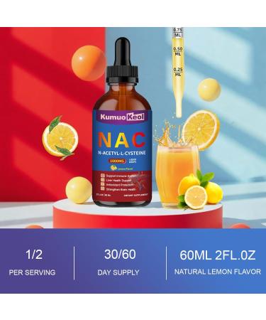 NAC 1000mg Drops N-Acetyl Cysteine Liquid with Quercetin and Zinc for Adults Kids Support Liver and Lung Function Antioxidants Immunity Skin Health 2 Fl Oz - Buy Online on GoSupps.com