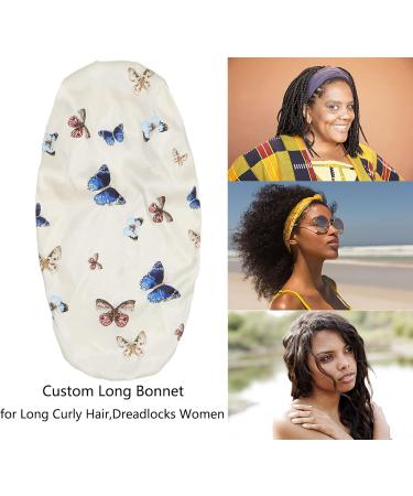 Sengterm Long Satin Hair Hood - Adjustable Silky Sleeping Hat for Women | XL Butterfly Design for Long Curls - Buy Online on GoSupps.com